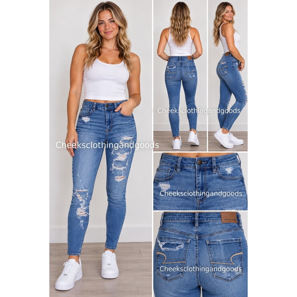 American Eagle Super Stretch X Hi-Rise Jegging Distressed Jeans size 2 Short